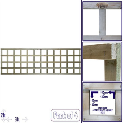 Premier Garden Supplies 4x Width: 6ft x Height: 2ft Flat Top Square Trellis Fence Topper Panel/Wall Climber Standard Design