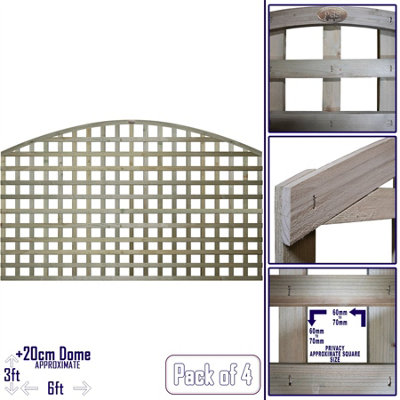 Premier Garden Supplies 4x Width: 6ft x Height: 3ft Arch Top Square Trellis Fence Topper Panel/Wall Climber Privacy Design