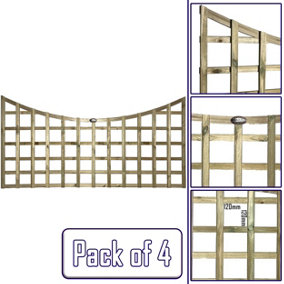 Premier Garden Supplies 4x Width: 6ft x Height: 3ft Concave Top Square Trellis Fence Topper Panel/Wall Climber Standard Design