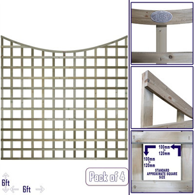 Premier Garden Supplies 4x Width: 6ft x Height: 6ft Concave Top Square Trellis Fence Topper Panel/Wall Climber Standard Design
