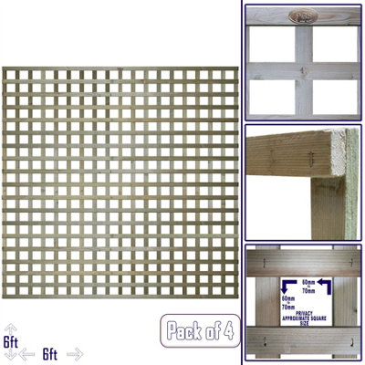Premier Garden Supplies 4x Width: 6ft x Height: 6ft Flat Top Square Trellis Fence Topper Panel/Wall Climber Privacy Design