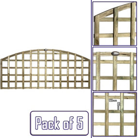 Premier Garden Supplies 5x Width: 6ft x Height: 2ft Arch Top Square Trellis Fence Topper Panel/Wall Climber Standard Design