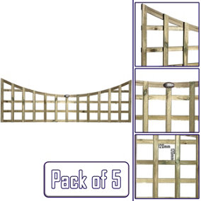 Premier Garden Supplies 5x Width: 6ft x Height: 2ft Concave Top Square Trellis Fence Topper Panel/Wall Climber Standard Design