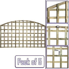 Premier Garden Supplies 5x Width: 6ft x Height: 3ft Arch Top Square Trellis Fence Topper Panel/Wall Climber Standard Design