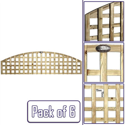 Premier Garden Supplies 6x Width: 6ft x Height: 1ft Arch Top Square Trellis Fence Topper Panel/Wall Climber Privacy Design