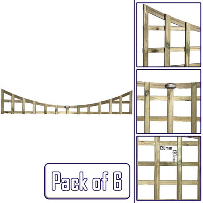 Premier Garden Supplies 6x Width: 6ft x Height: 1ft Concave Top Square Trellis Fence Topper Panel/Wall Climber Standard Design