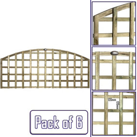 Premier Garden Supplies 6x Width: 6ft x Height: 2ft Arch Top Square Trellis Fence Topper Panel/Wall Climber Standard Design