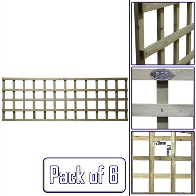 Premier Garden Supplies 6x Width: 6ft x Height: 2ft Flat Top Square Trellis Fence Topper Panel/Wall Climber Standard Design