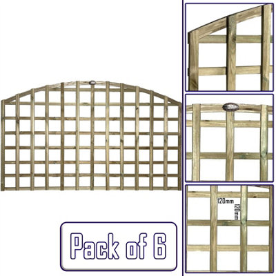 Premier Garden Supplies 6x Width: 6ft x Height: 3ft Arch Top Square Trellis Fence Topper Panel/Wall Climber Standard Design