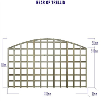 Premier Garden Supplies 6x Width: 6ft x Height: 3ft Arch Top Square Trellis Fence Topper Panel/Wall Climber Standard Design - 4