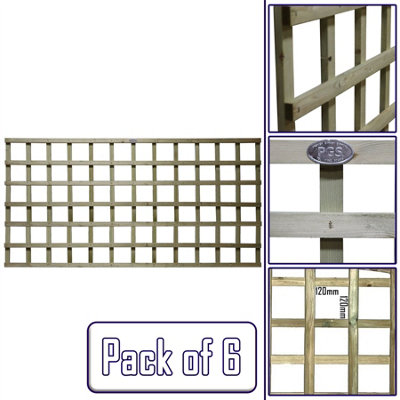 Premier Garden Supplies 6x Width: 6ft x Height: 3ft Flat Top Square Trellis Fence Topper Panel/Wall Climber Standard Design