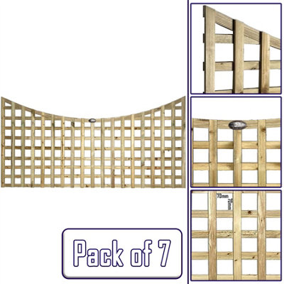 Premier Garden Supplies 7x Width: 6ft x Height: 3ft Concave Top Square Trellis Fence Topper Panel/Wall Climber Privacy Design
