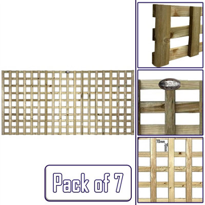 Premier Garden Supplies 7x Width: 6ft x Height: 3ft Flat Top Square Trellis Fence Topper Panel/Wall Climber Privacy Design
