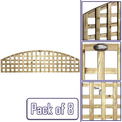 Premier Garden Supplies 8x Width: 6ft x Height: 1ft Arch Top Square Trellis Fence Topper Panel/Wall Climber Privacy Design