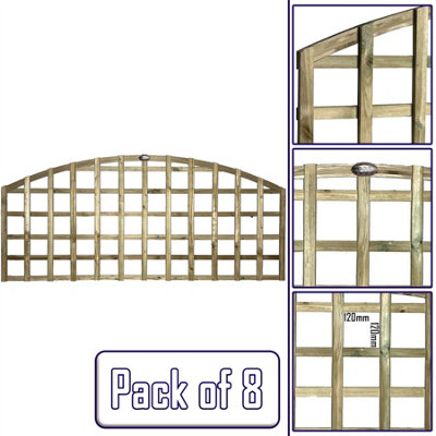 Premier Garden Supplies 8x Width: 6ft x Height: 2ft Arch Top Square Trellis Fence Topper Panel/Wall Climber Standard Design