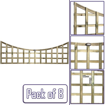 Premier Garden Supplies 8x Width: 6ft x Height: 2ft Concave Top Square Trellis Fence Topper Panel/Wall Climber Standard Design