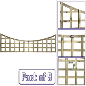 Premier Garden Supplies 9x Width: 6ft x Height: 2ft Concave Top Square Trellis Fence Topper Panel/Wall Climber Standard Design