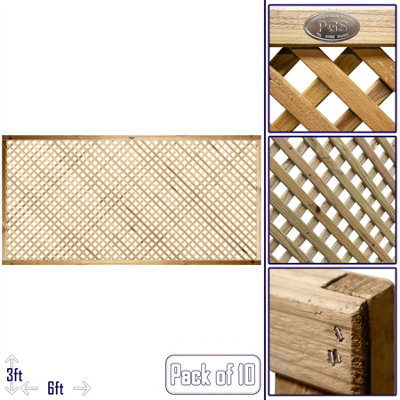 Premier Garden Supplies Elite Diamond Alderley Privacy Trellis (Pack of 10) Width: 6ft x Height: 3ft Fence Panel Topper