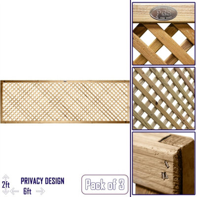 Premier Garden Supplies Elite Diamond Alderley Privacy Trellis (Pack of 3) Width: 6ft x Height: 2ft Fence Panel Topper
