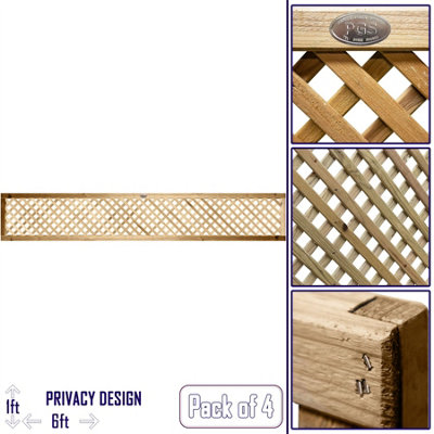 Premier Garden Supplies Elite Diamond Alderley Privacy Trellis (Pack of 4) Width: 6ft x Height: 1ft Fence Panel Topper