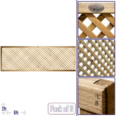 Premier Garden Supplies Elite Diamond Alderley Privacy Trellis (Pack of 6) Width: 6ft x Height: 2ft Fence Panel Topper