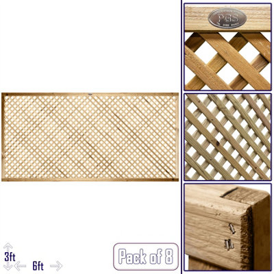 Premier Garden Supplies Elite Diamond Alderley Privacy Trellis (Pack of 8) Width: 6ft x Height: 3ft Fence Panel Topper