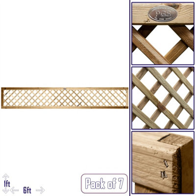 Premier Garden Supplies Elite Diamond Alderley Standard Trellis (Pack of 7) Width: 6ft x Height: 1ft Fence Panel Topper