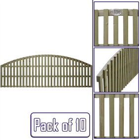 Premier Garden Supplies Florence Vertical Slatted (Pack of 10) Width: 6ft x Height: 1.5ft Arched Fence Panel/Topper/Trellis