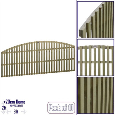 Premier Garden Supplies Florence Vertical Slatted (Pack of 10) Width: 6ft x Height: 2ft Arched Fence Panel/Topper/Trellis