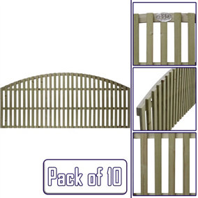 Premier Garden Supplies Florence Vertical Slatted (Pack of 10) Width: 6ft x Height: 2ft Arched Fence Panel/Topper/Trellis
