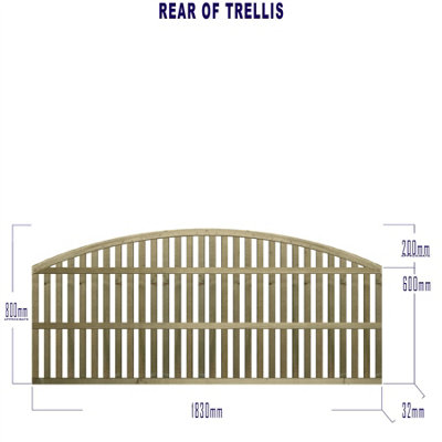 Premier Garden Supplies Florence Vertical Slatted (Pack of 10) Width: 6ft x Height: 2ft Arched Fence Panel/Topper/Trellis - 3