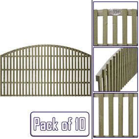 Premier Garden Supplies Florence Vertical Slatted (Pack of 10) Width: 6ft x Height: 3ft Arched Fence Panel/Topper/Trellis
