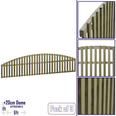 Premier Garden Supplies Florence Vertical Slatted (Pack of 3) Width: 6ft x Height: 1ft Arched Fence Panel/Topper/Trellis