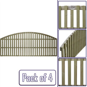 Premier Garden Supplies Florence Vertical Slatted (Pack of 4) Width: 6ft x Height: 2ft Arched Fence Panel/Topper/Trellis