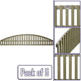 Premier Garden Supplies Florence Vertical Slatted (Pack of 5) Width: 6ft x Height: 0.5ft Arched Fence Panel/Topper/Trellis