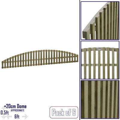 Premier Garden Supplies Florence Vertical Slatted (Pack of 6) Width: 6ft x Height: 0.5ft Arched Fence Panel/Topper/Trellis