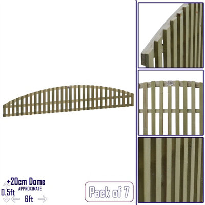 Premier Garden Supplies Florence Vertical Slatted (Pack of 7) Width: 6ft x Height: 0.5ft Arched Fence Panel/Topper/Trellis