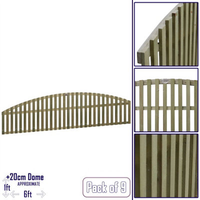 Premier Garden Supplies Florence Vertical Slatted (Pack of 9) Width: 6ft x Height: 1ft Arched Fence Panel/Topper/Trellis