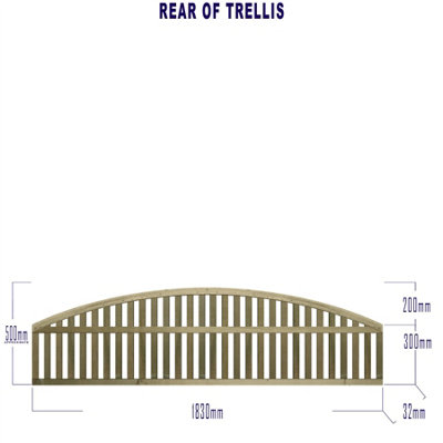 Premier Garden Supplies Florence Vertical Slatted (Pack of 9) Width: 6ft x Height: 1ft Arched Fence Panel/Topper/Trellis - 6