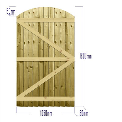 Premier Garden Supplies Pedestrian Gate 180cm (6ft) High x 105cm Wide Feather Edge Arch Top Semi-Braced Single Swing Gate - 4