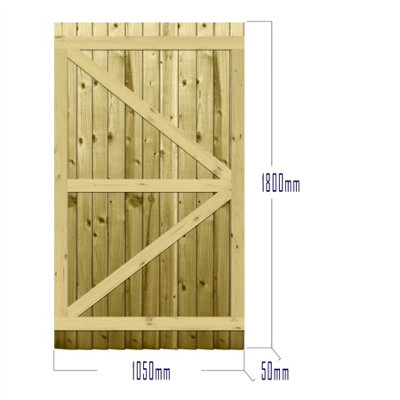 Premier Garden Supplies Pedestrian Gate 180cm (6ft) High x 105cm Wide Feather Edge Flat Top Fully Framed Single Swing Gate - 3