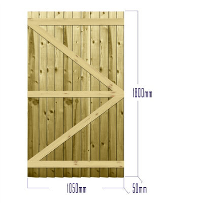 Premier Garden Supplies Pedestrian Gate 180cm (6ft) High x 105cm Wide Feather Edge Flat Top Semi-Braced Single Swing Gate - 5