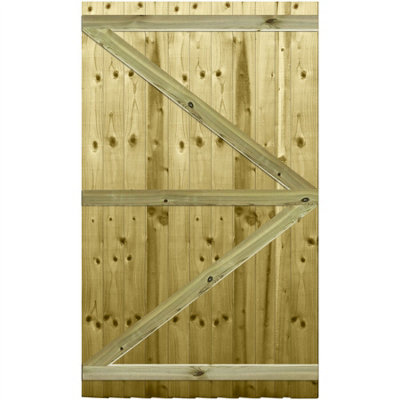 Premier Garden Supplies Pedestrian Gate 180cm (6ft) High x 105cm Wide Feather Edge Flat Top Semi-Braced Single Swing Gate - 8