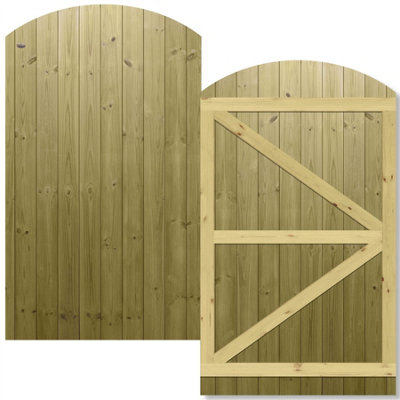 Premier Garden Supplies Pedestrian Gate 180cm (6ft) High x 105cm Wide Tongue & Groove Arch Top Fully Framed Single Swing Gate