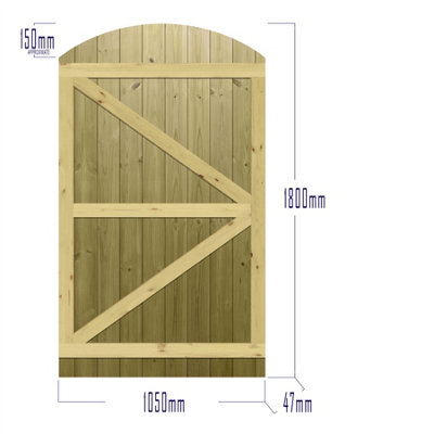 Premier Garden Supplies Pedestrian Gate 180cm (6ft) High x 105cm Wide Tongue & Groove Arch Top Fully Framed Single Swing Gate - 5