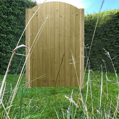Premier Garden Supplies Pedestrian Gate 180cm (6ft) High x 105cm Wide Tongue & Groove Arch Top Fully Framed Single Swing Gate - 6
