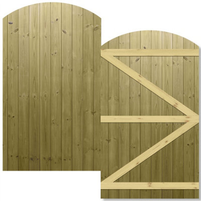 Premier Garden Supplies Pedestrian Gate 180cm (6ft) High x 105cm Wide Tongue & Groove Arch Top Semi-Braced Single Swing Gate