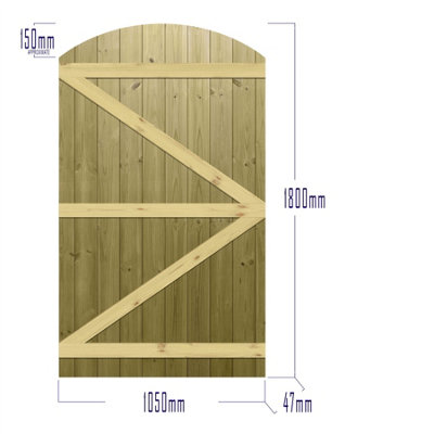 Premier Garden Supplies Pedestrian Gate 180cm (6ft) High x 105cm Wide Tongue & Groove Arch Top Semi-Braced Single Swing Gate - 4