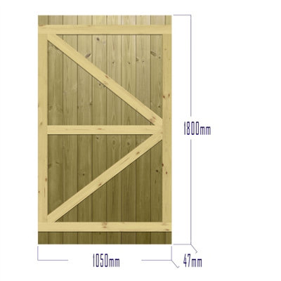Premier Garden Supplies Pedestrian Gate 180cm (6ft) High x 105cm Wide Tongue & Groove Flat Top Fully Framed Single Swing Gate - 6