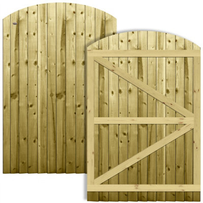 Premier Garden Supplies Pedestrian Gate 180cm (6ft) High x 120cm Wide Feather Edge Arch Top Fully Framed Single Swing Gate